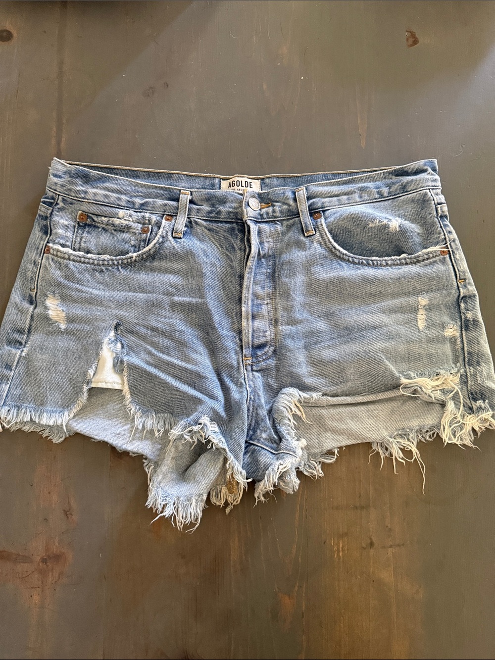 Agolde Parker Denim Cutoff Shorts in Swapmeet 32